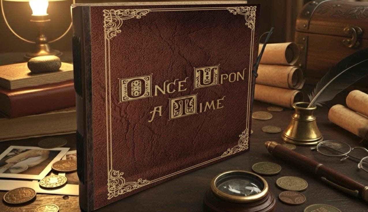 Once Upon Time Memory book Custom Photo Album, Leather Scrapbook Adventure Book Storybook Journal Gift for Him and Her, Anniversary Gift