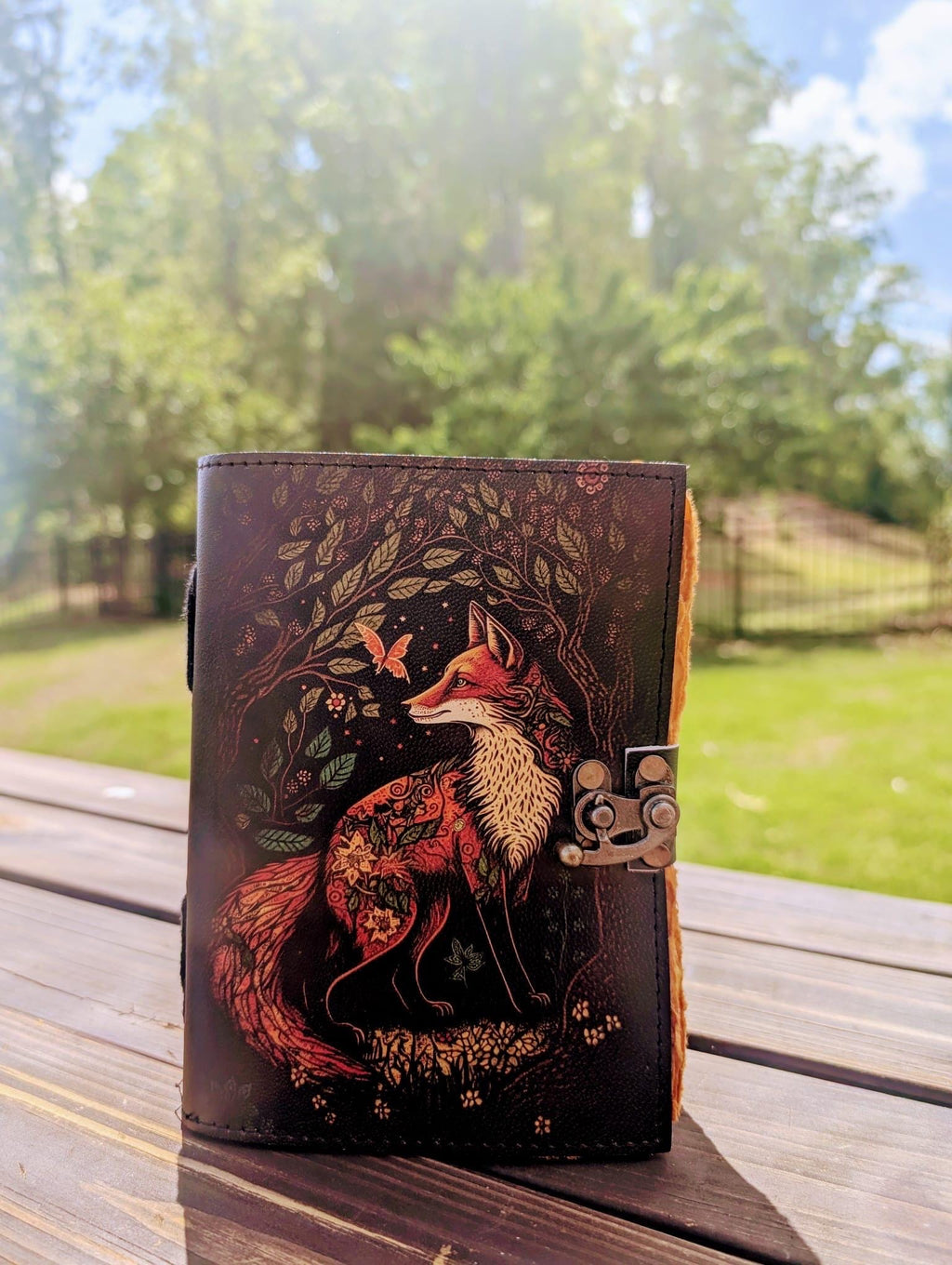 Handmade Fox Leather Journal: Vintage Grimoire Book of Shadows