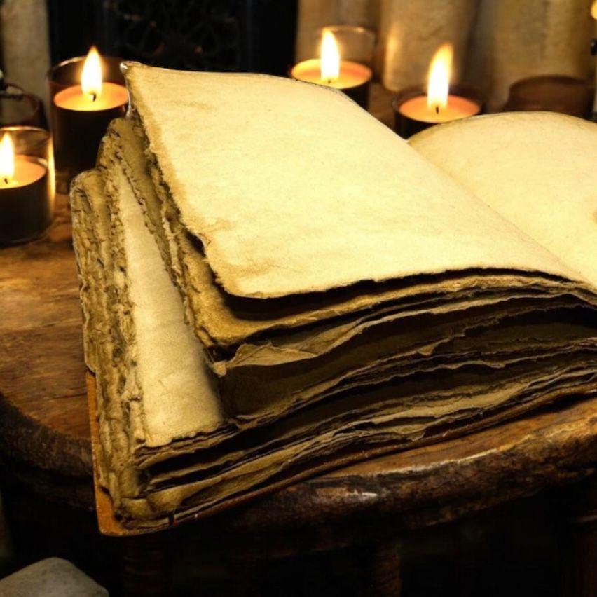 Vintage Leather Journal: Blank Book of Shadows, Deckle Edge Paper