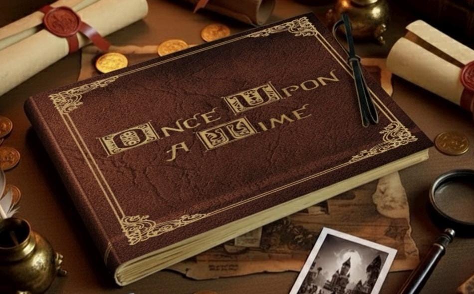 Once Upon Time Memory book Custom Photo Album, Leather Scrapbook Adventure Book Storybook Journal Gift for Him and Her, Anniversary Gift