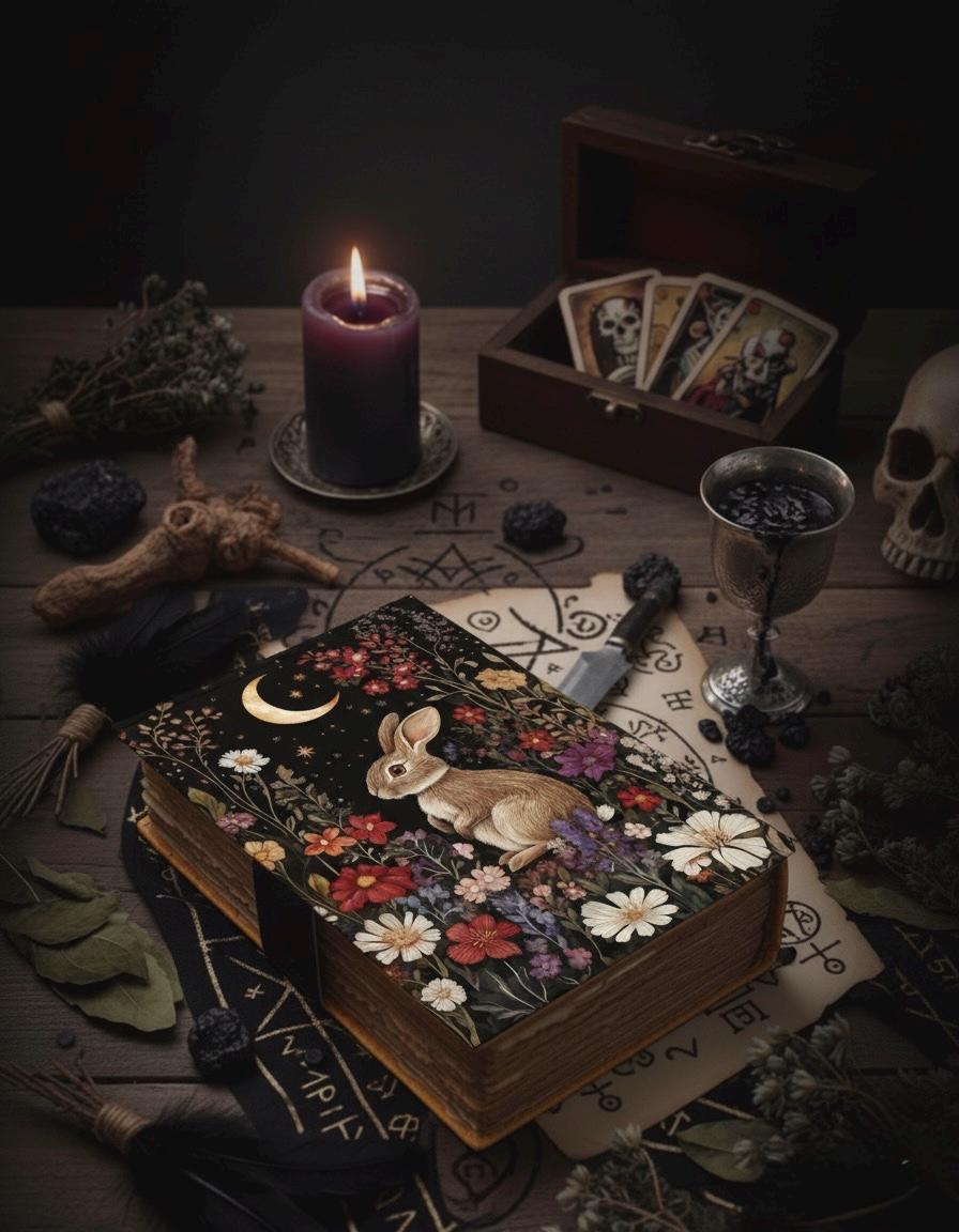 400 Page Large Rabbit Leather Journal, Personalized Leather Journal Gifts, Book of shadows Grimoire Leather Journal, Wizard Spell Book