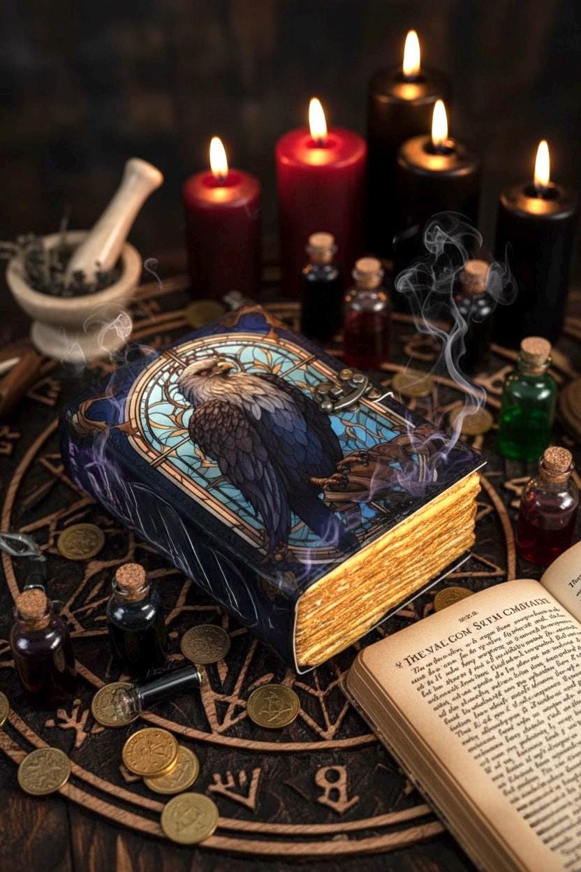 Eagle Leather journal Rustic vintage leather - Grimoire Leather journal - Book of Shadows - Fat journal gift for men and women