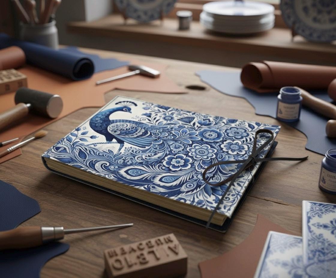 Peacock Memory book Custom Photo Album, Peacock Leather Scrapbook Adventure Book Journal Beautiful Flower Art Book Gift for Him and Her,