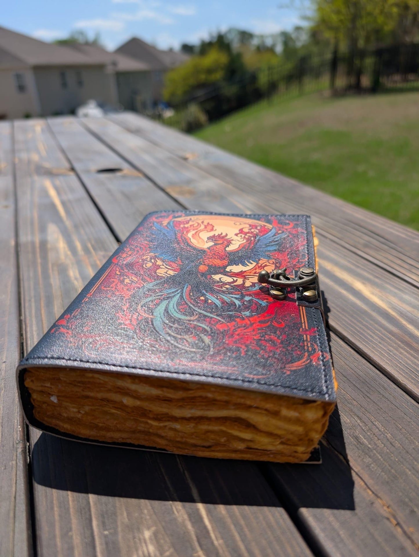 Phoenix Leather Journal: Gothic Grimoire, Handmade Book of Shadows