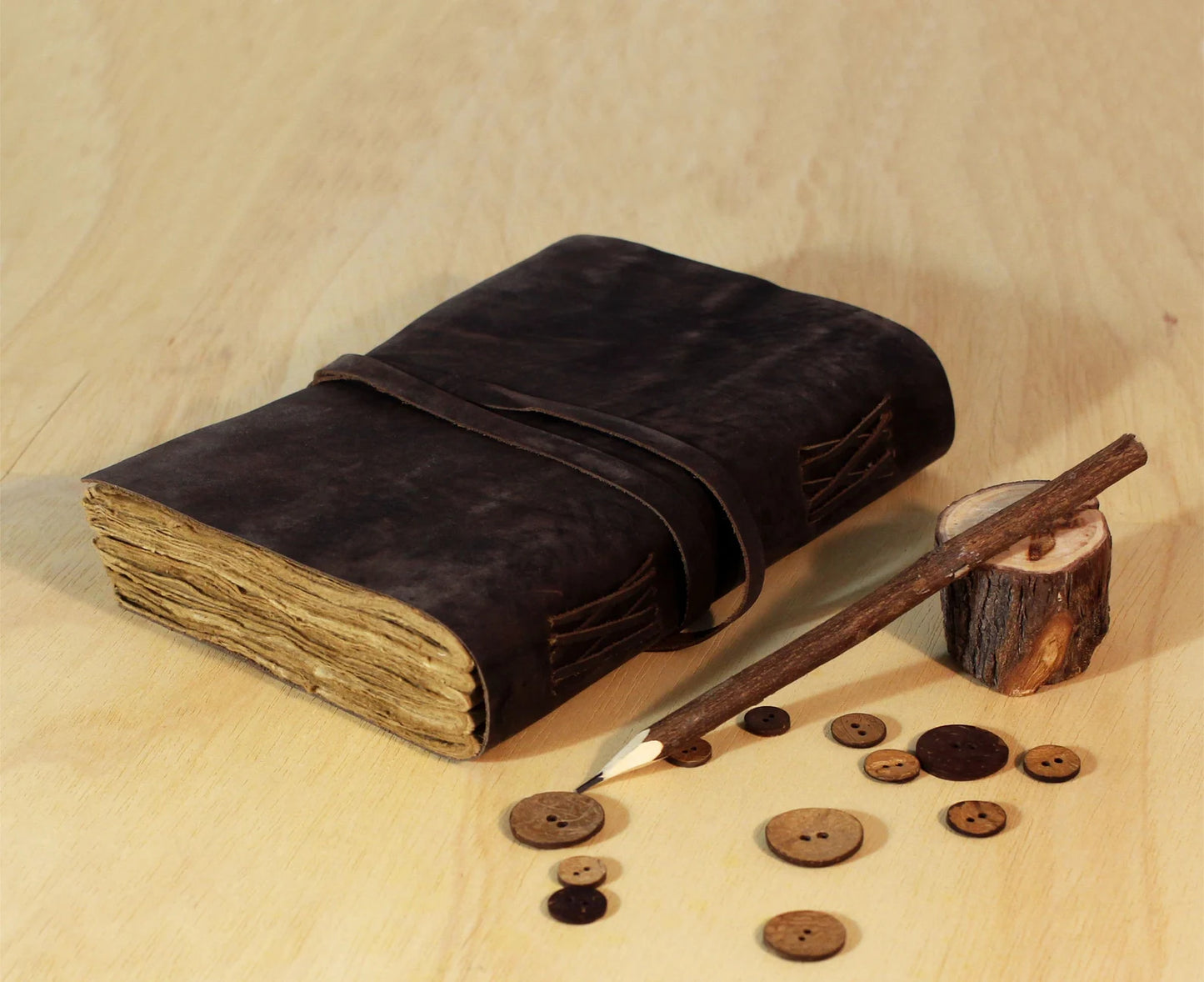 Leather Journal - Blank Spell Book of Shadows, Grimoire Journal, Travel Writing Notebook, Antique Deckle Edge Paper Gifts For Women