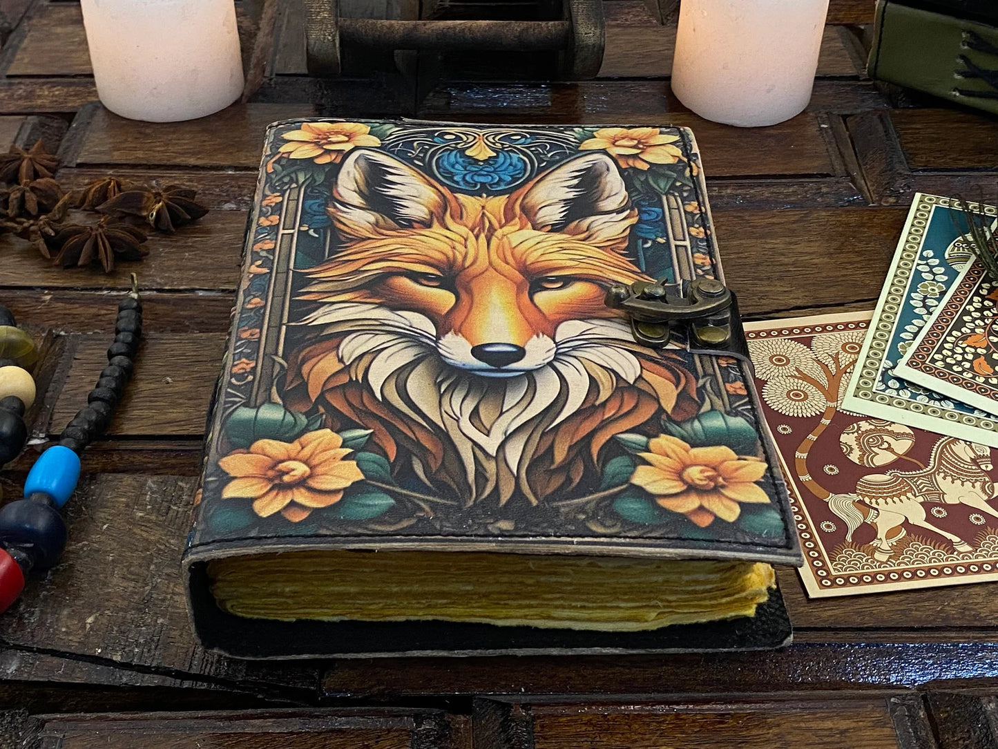 Wolf Grimoire Leather Journal • handmade leather journal, Celtic journal, 200 deckle Edge pages Daily notpad, recipe book, travel diary,