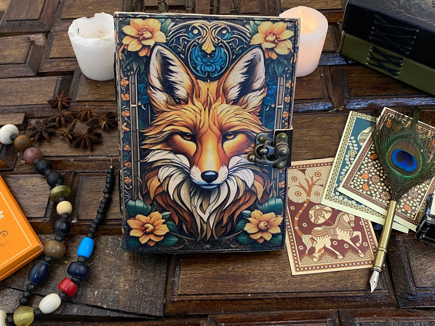 Wolf Grimoire Leather Journal • handmade leather journal, Celtic journal, 200 deckle Edge pages Daily notpad, recipe book, travel diary,