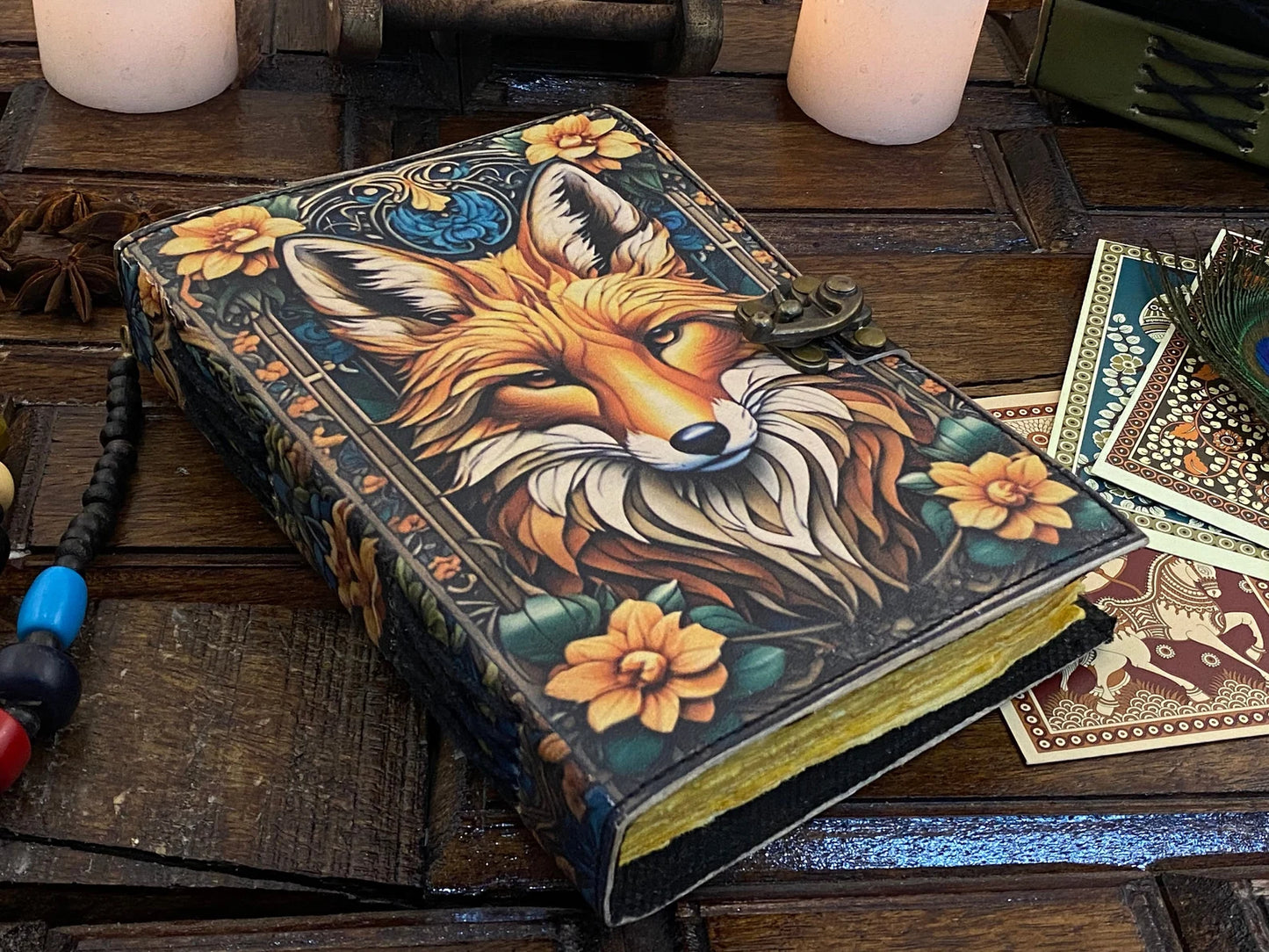 Wolf Grimoire Leather Journal • handmade leather journal, Celtic journal, 200 deckle Edge pages Daily notpad, recipe book, travel diary,