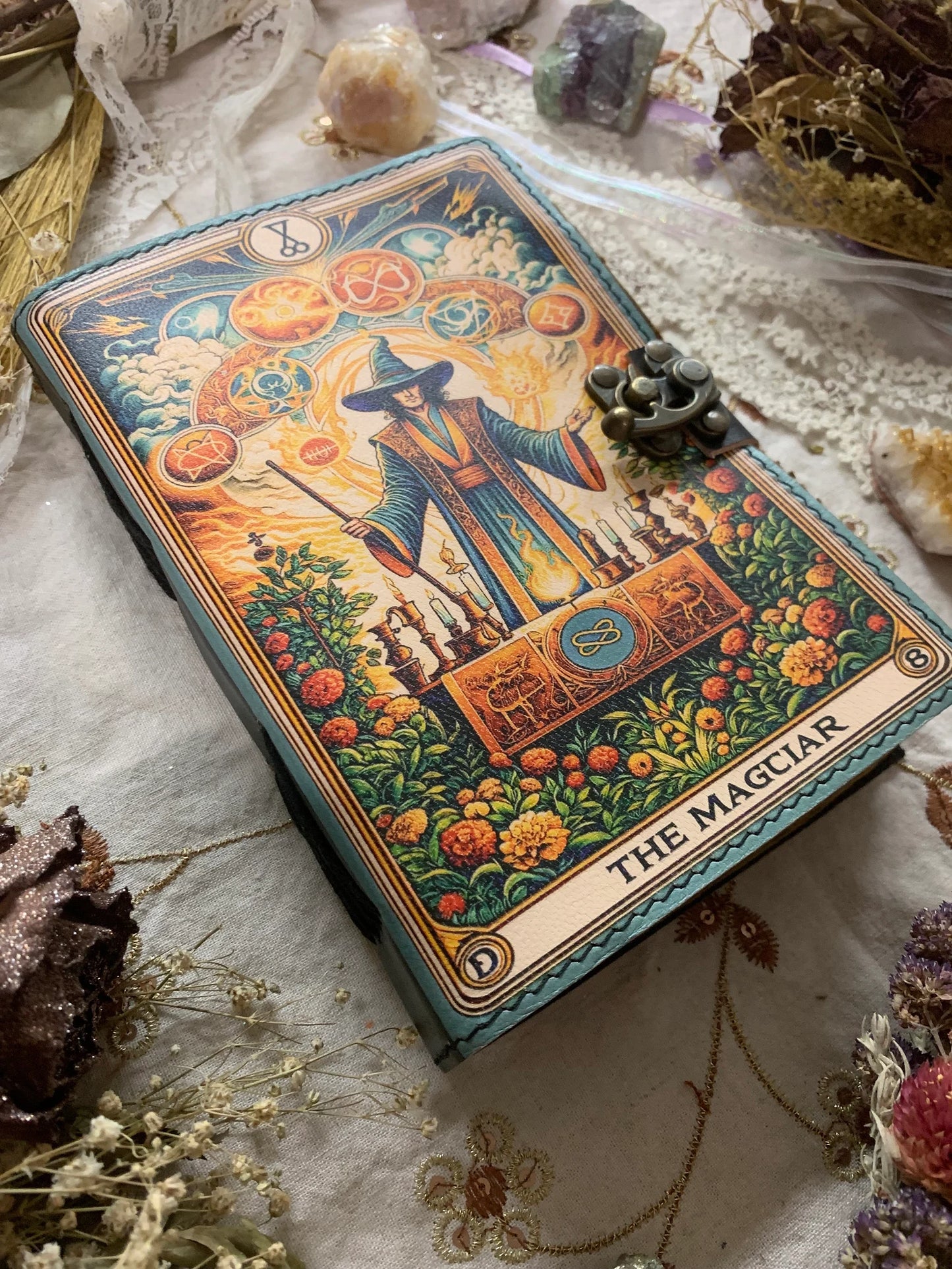 Tarot Card Magician Deckle Paper Leather Journal