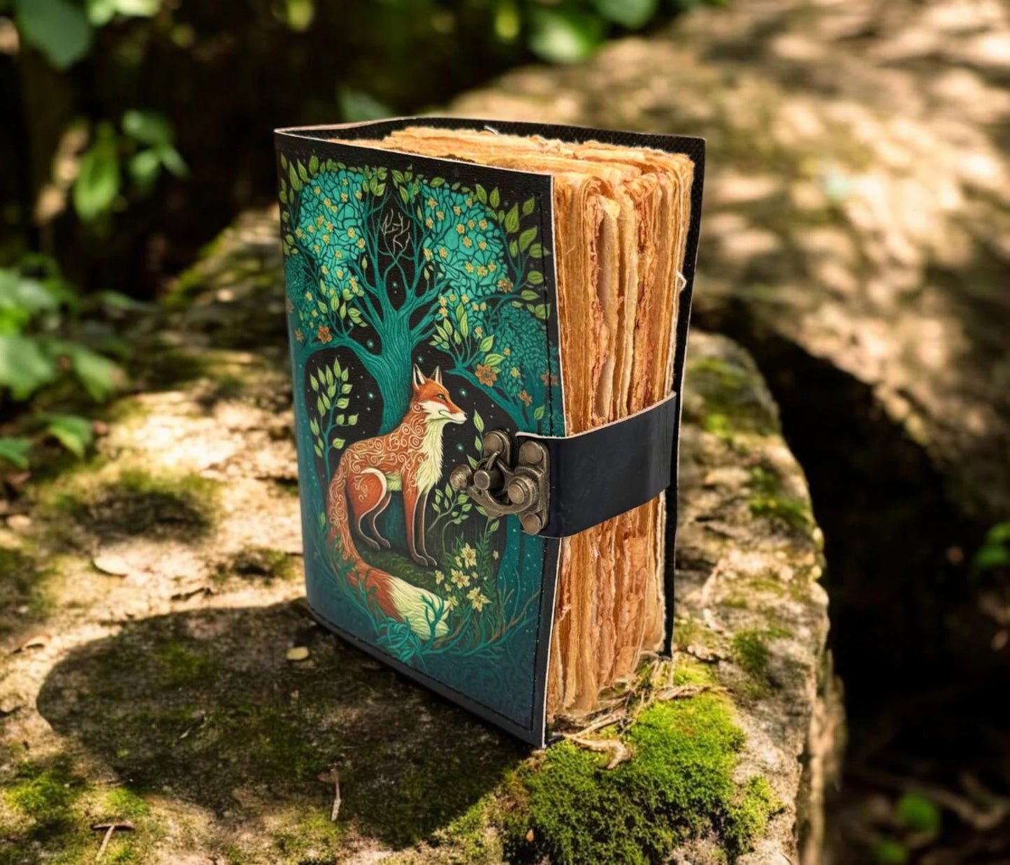 Fox leather Grimoire Journal Leather Notebook