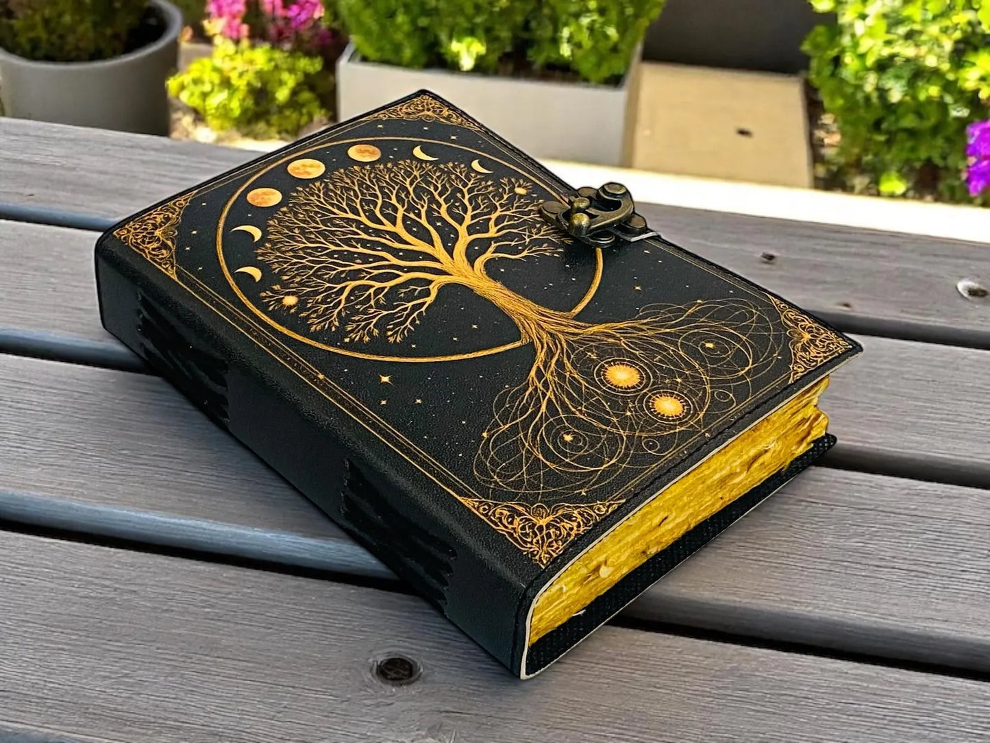 Handmade Tree of Life Leather Journal | Pagan Grimoire, Book of Shadows