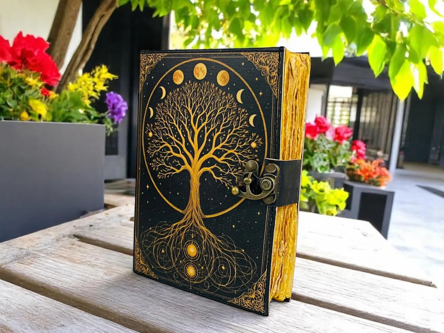 Handmade Tree of Life Leather Journal | Pagan Grimoire, Book of Shadows