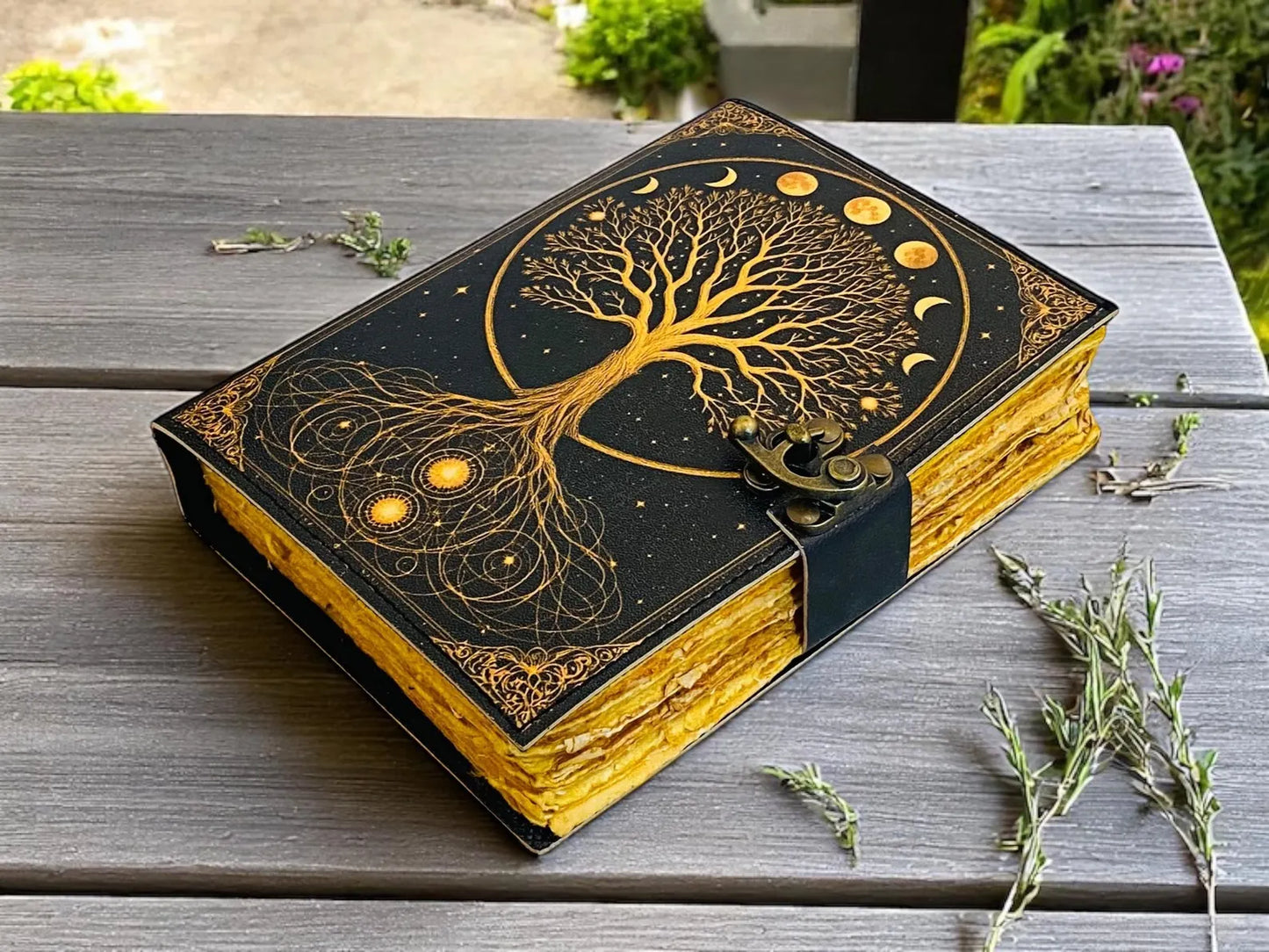 Handmade Tree of Life Leather Journal | Pagan Grimoire, Book of Shadows