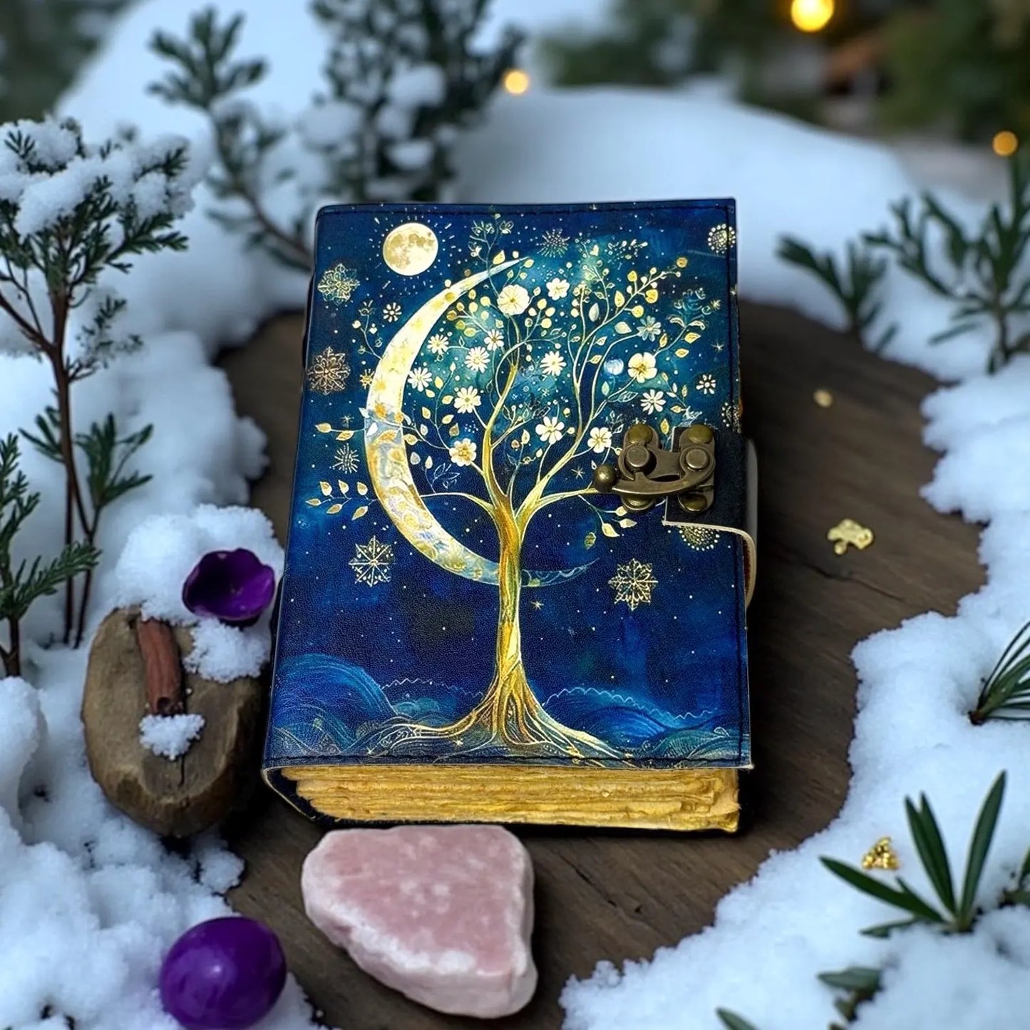 Leather Grimoire – 400 Page Refillable Book of Shadows | Witchcraft Spellbook | Wiccan Pagan Journal | Gothic Occult Notebook Gift