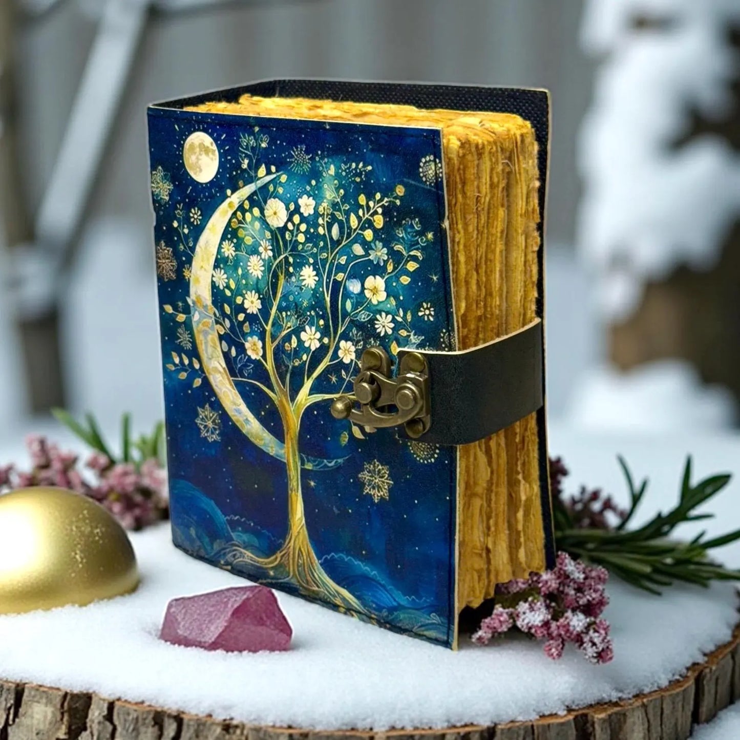 Leather Grimoire – 400 Page Refillable Book of Shadows | Witchcraft Spellbook | Wiccan Pagan Journal | Gothic Occult Notebook Gift