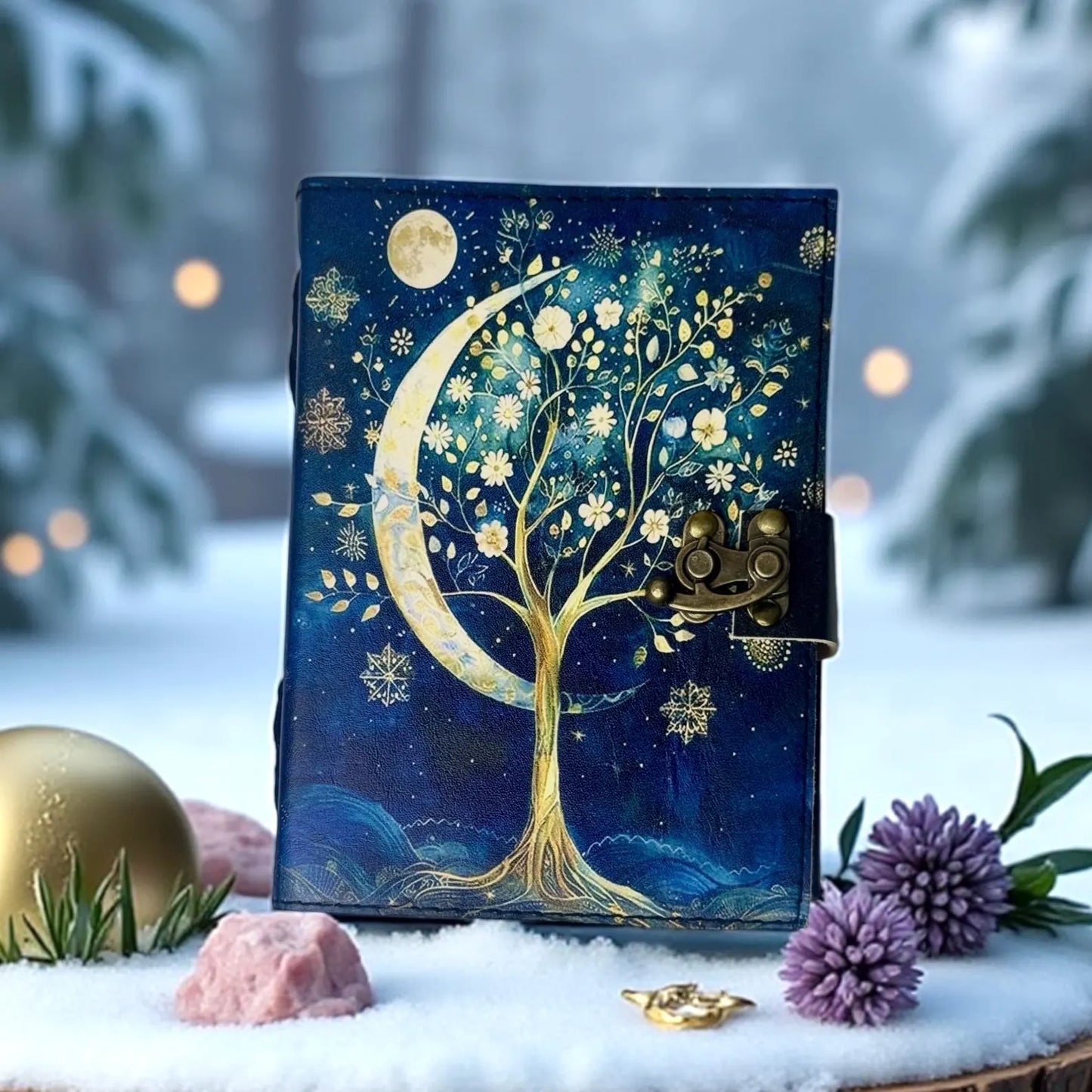 Leather Grimoire – 400 Page Refillable Book of Shadows | Witchcraft Spellbook | Wiccan Pagan Journal | Gothic Occult Notebook Gift