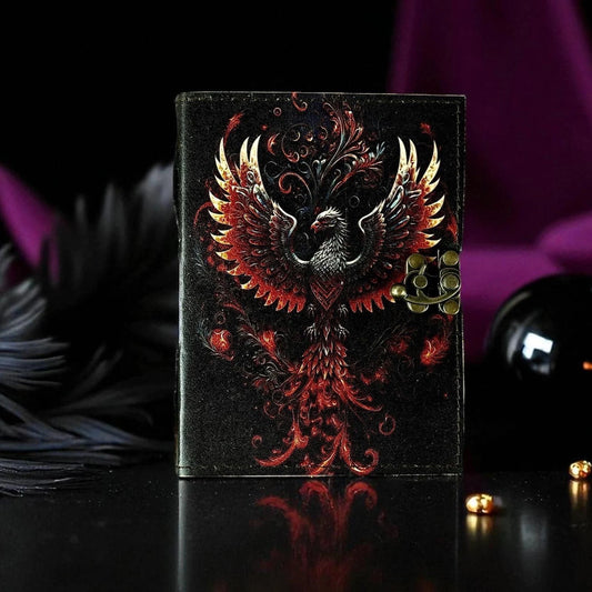 Phoenix Leather Grimoire Handmade Book of Shadows 200 Pages Vintage Spellbook, Gothic Wiccan Pagan Magic Journal Gift, Occult Writing Gift