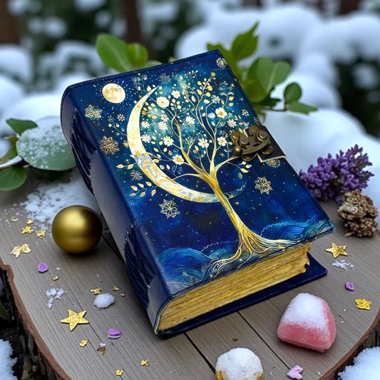 Floral Moon Moth Journal – Celestial Leather Grimoire | Handmade Book of Shadows | Witchy Garden Sketchbook | Full Moon Spell Diary