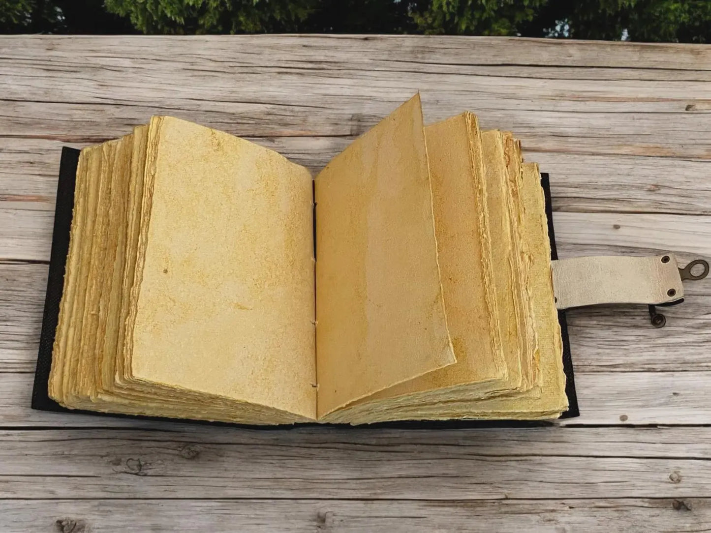 Handmade Raven & Moon Leather Journal – Gothic Sketchbook