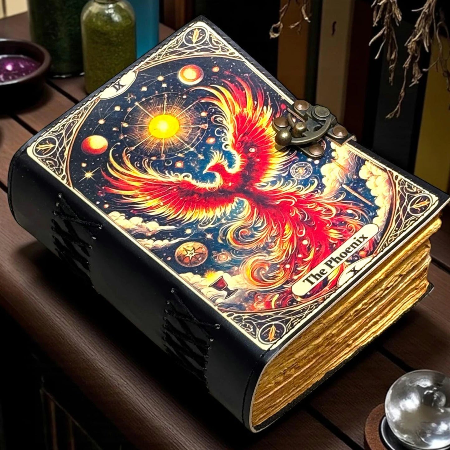 Fairy Leather Grimoire – Handmade Book of Shadows | Gothic Witchcraft Spell Journal | Wiccan Pagan Fairy Magic Gift