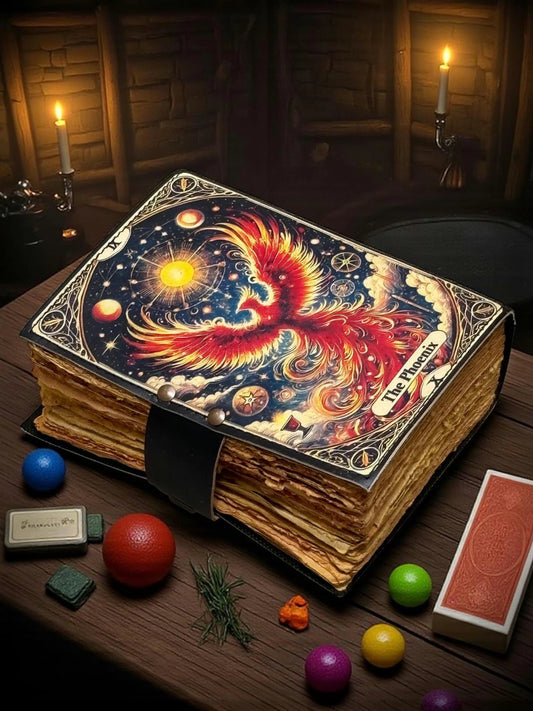 Phoenix Leather Journal: Gothic Grimoire Book of Shadows, Handmade Vintage Notebook