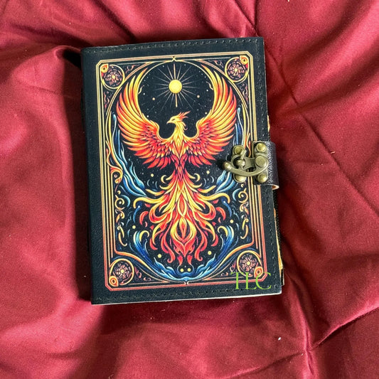 Phoenix Leather Journal: Handmade Grimoire, Spell Book, Writing Diary