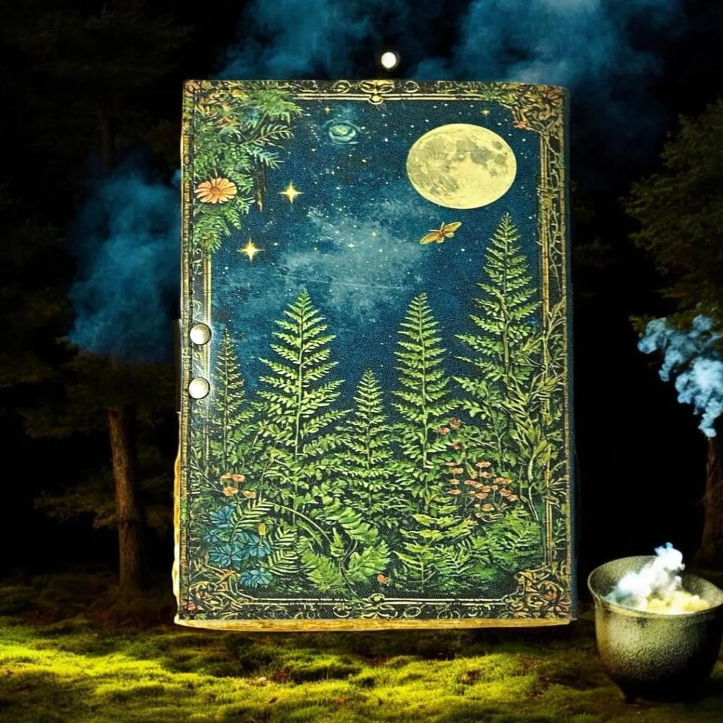 Leather Grimoire Journal, Vintage Tree of Life Book, Antique Deckle Edge Paper