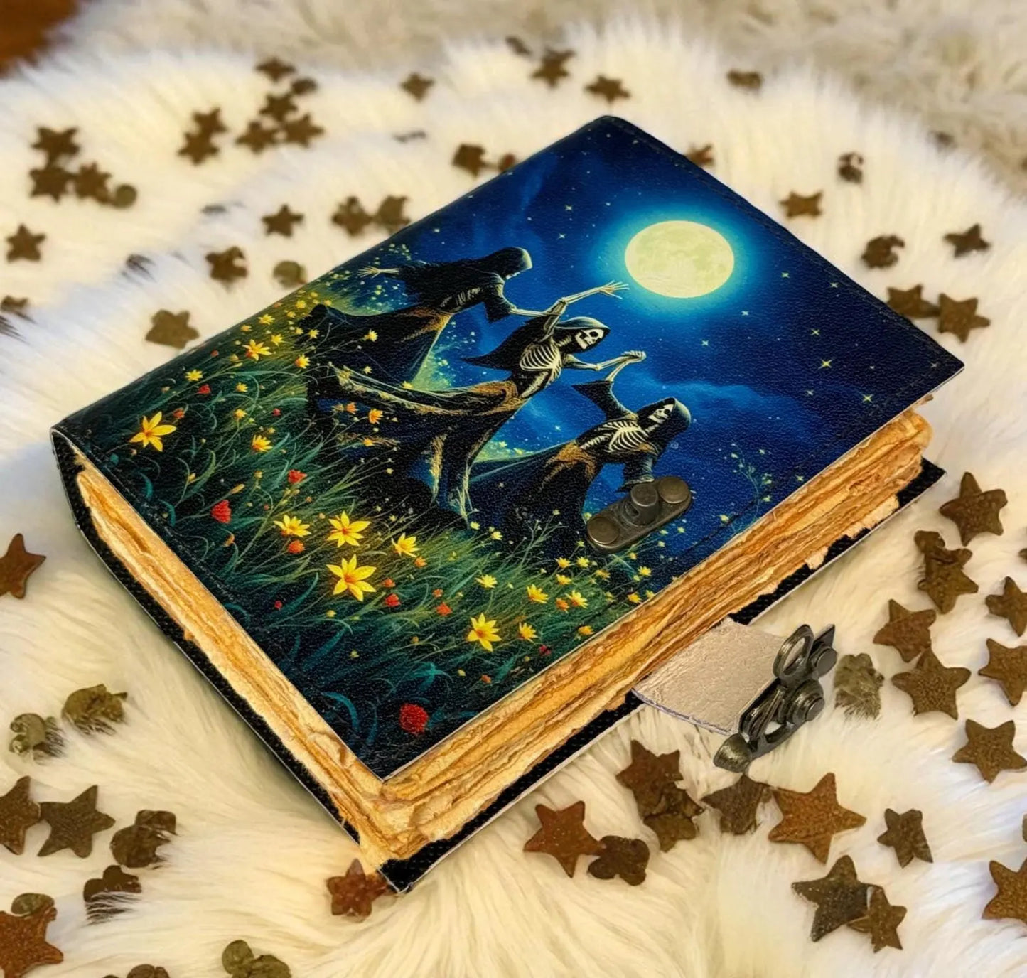 Leather Grimoire Journal: Moon Tree Book of Shadows, Witchcraft Spellbook