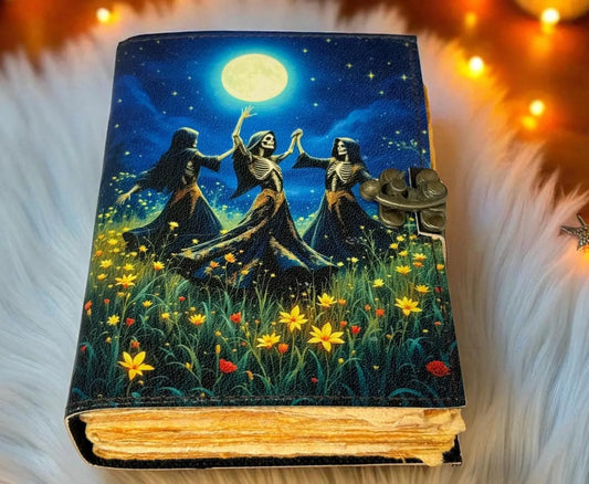 Leather Grimoire Journal: Moon Tree Book of Shadows, Witchcraft Spellbook