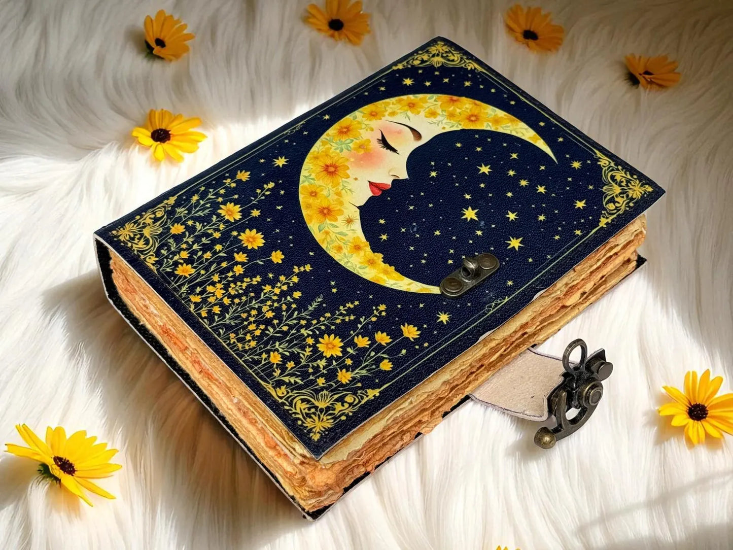 Moon magical  Leather Grimoire: Vintage Book of Shadows