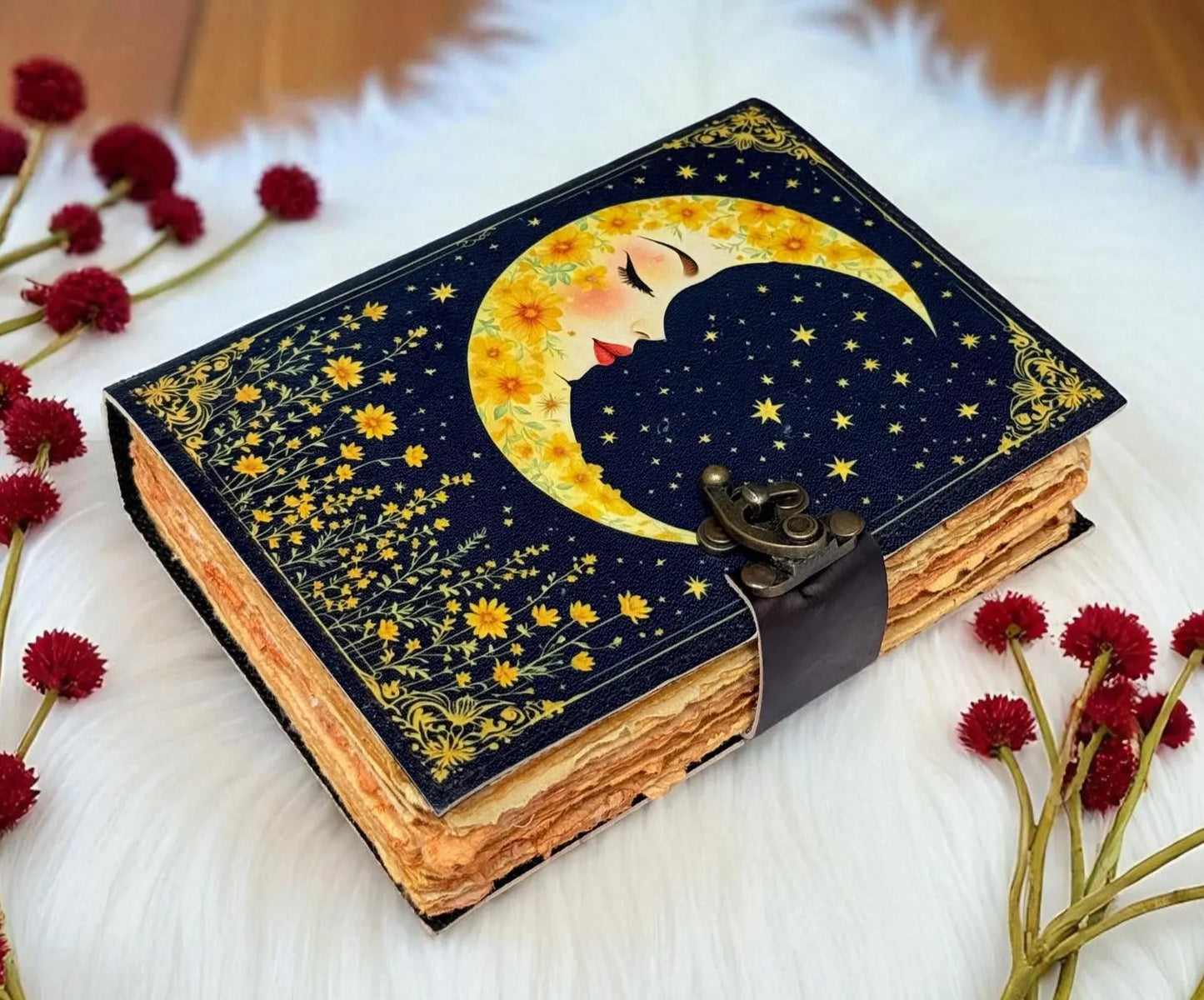 Moon magical  Leather Grimoire: Vintage Book of Shadows