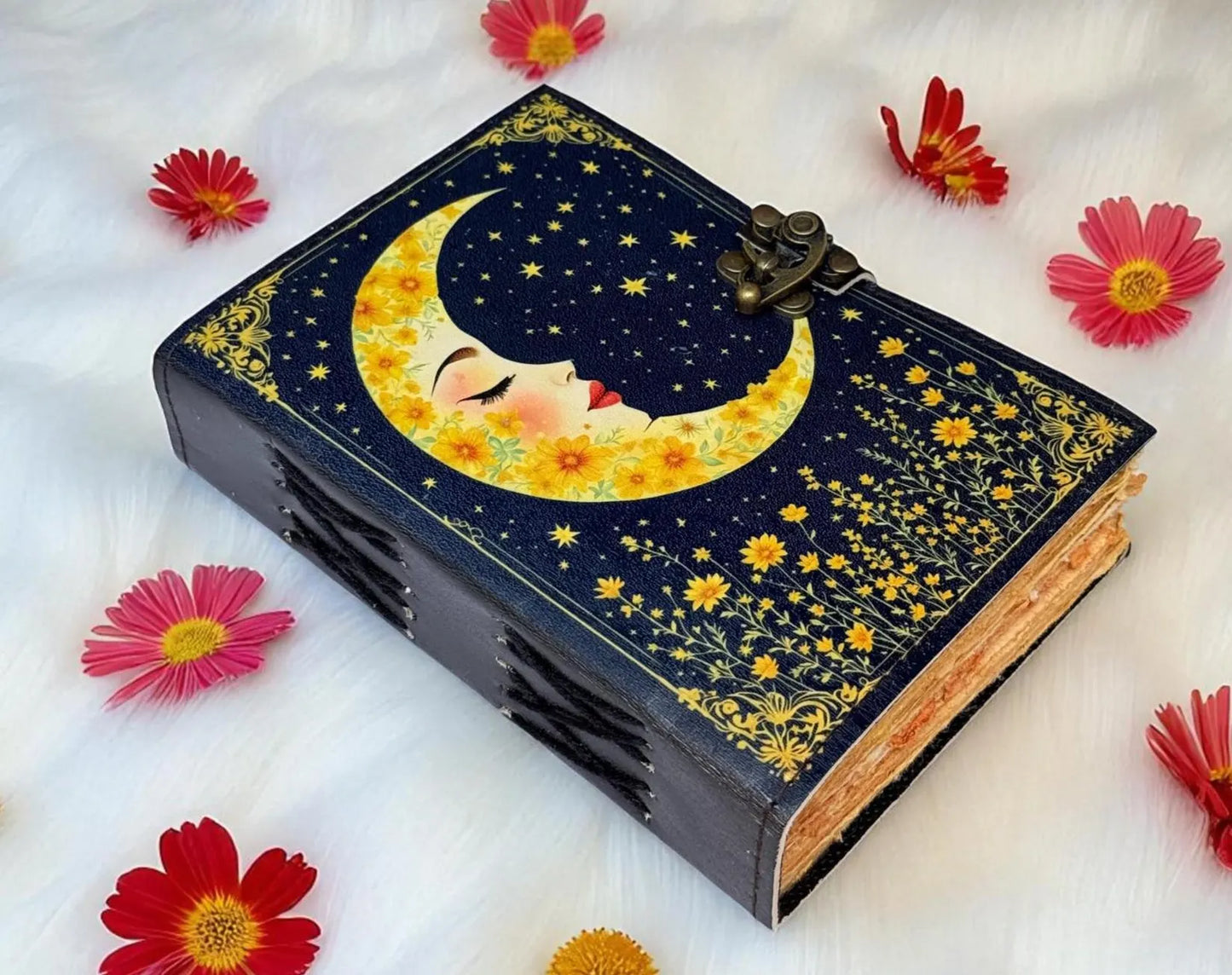Moon magical  Leather Grimoire: Vintage Book of Shadows