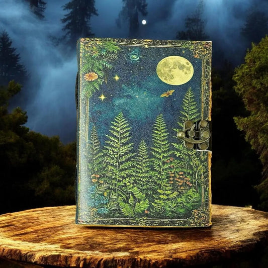 Leather Grimoire Journal, Vintage Tree of Life Book, Antique Deckle Edge Paper