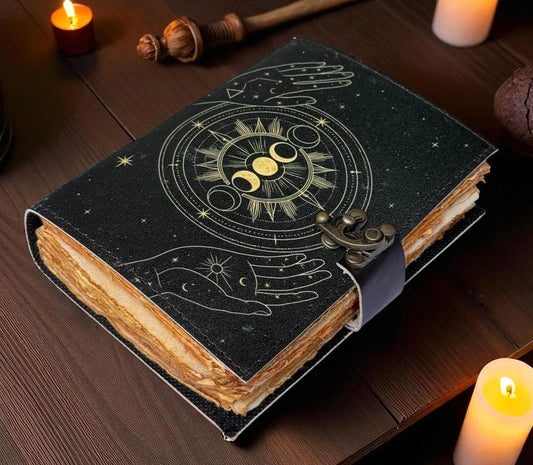 Moon Phase Leather Grimoire Journal: Wiccan Spell Book of Shadows