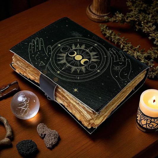 Moon Phase Leather Grimoire Journal: Wiccan Spell Book of Shadows