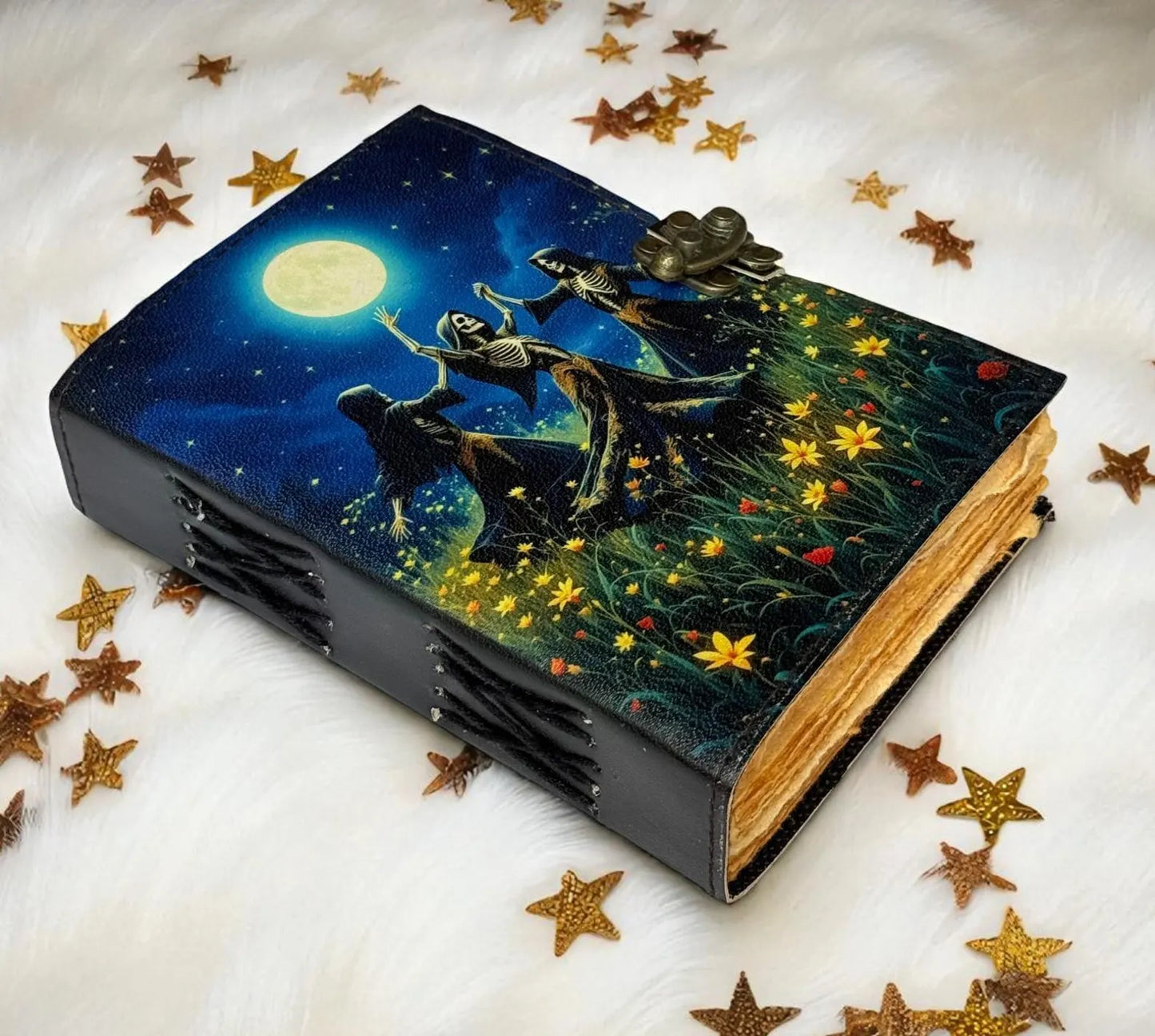 Leather Grimoire Journal: Moon Tree Book of Shadows, Witchcraft Spellbook