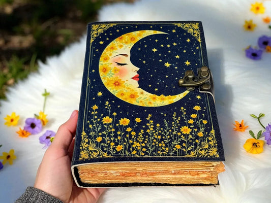 Moon magical  Leather Grimoire: Vintage Book of Shadows