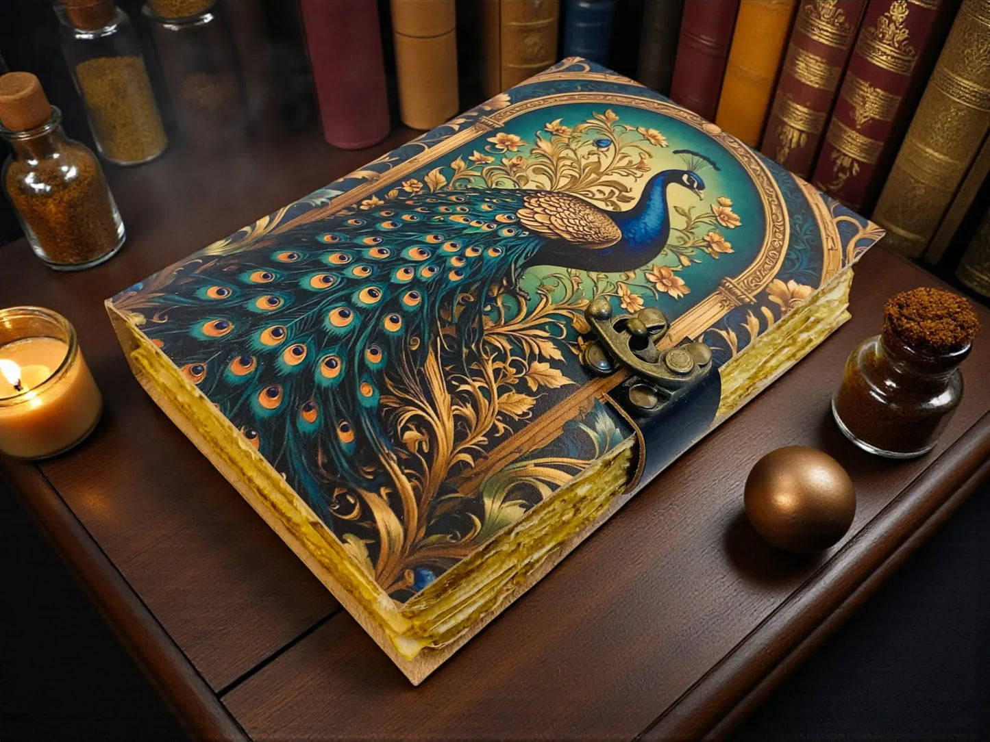 Peacock Leather Journal | Engraved Handmade Diary, Sketchbook