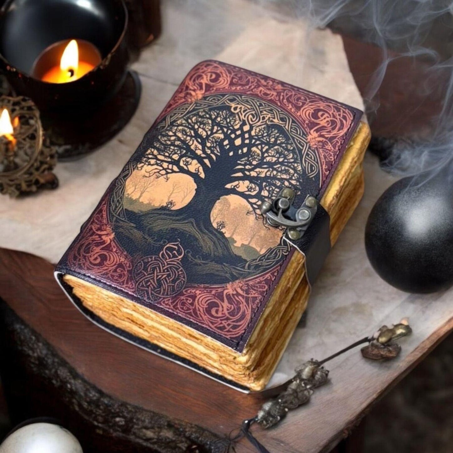 Tree of Life Journal, Celtic Leather Diary, Yggdrasil Gift, Custom Name Sketchbook, Spiritual Gift for Her