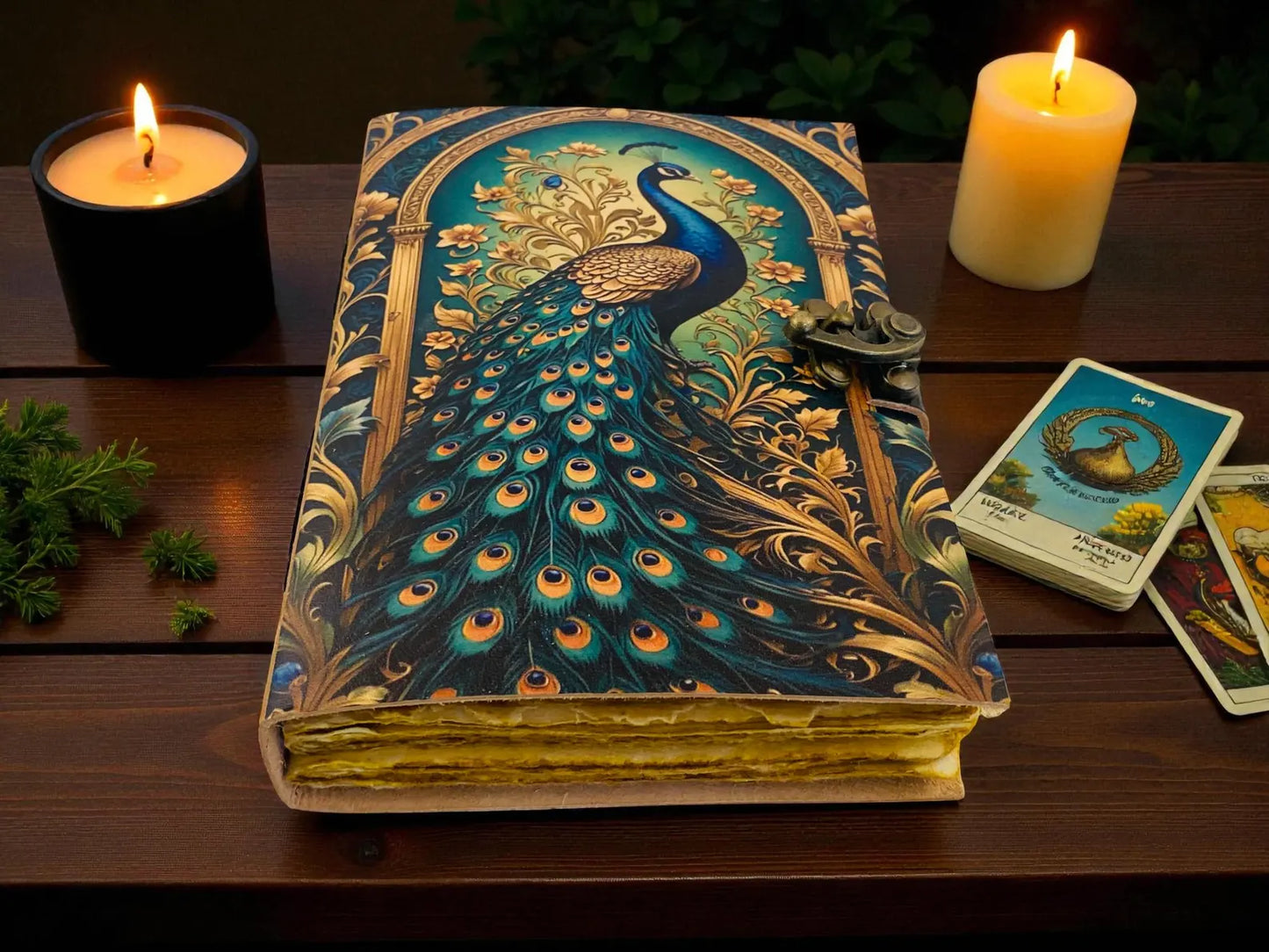 Peacock Leather Journal | Engraved Handmade Diary, Sketchbook
