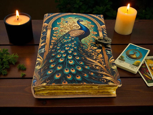 Peacock Leather Journal | Engraved Handmade Diary, Sketchbook