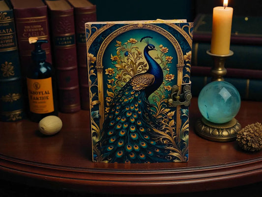 Peacock Leather Journal | Engraved Handmade Diary, Sketchbook