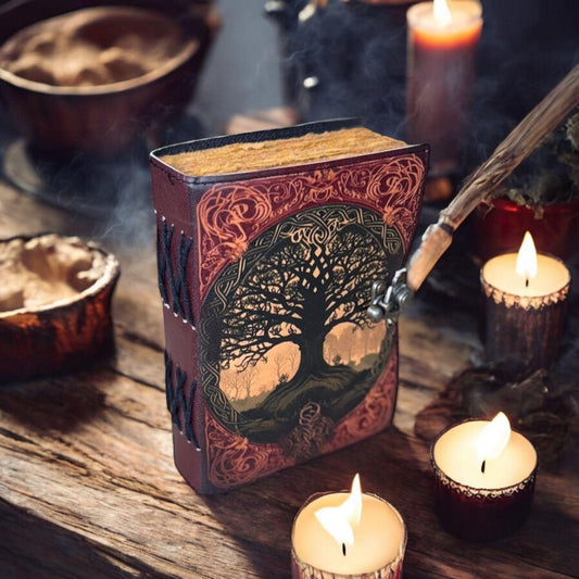 Tree of Life Journal, Celtic Leather Diary, Yggdrasil Gift, Custom Name Sketchbook, Spiritual Gift for Her