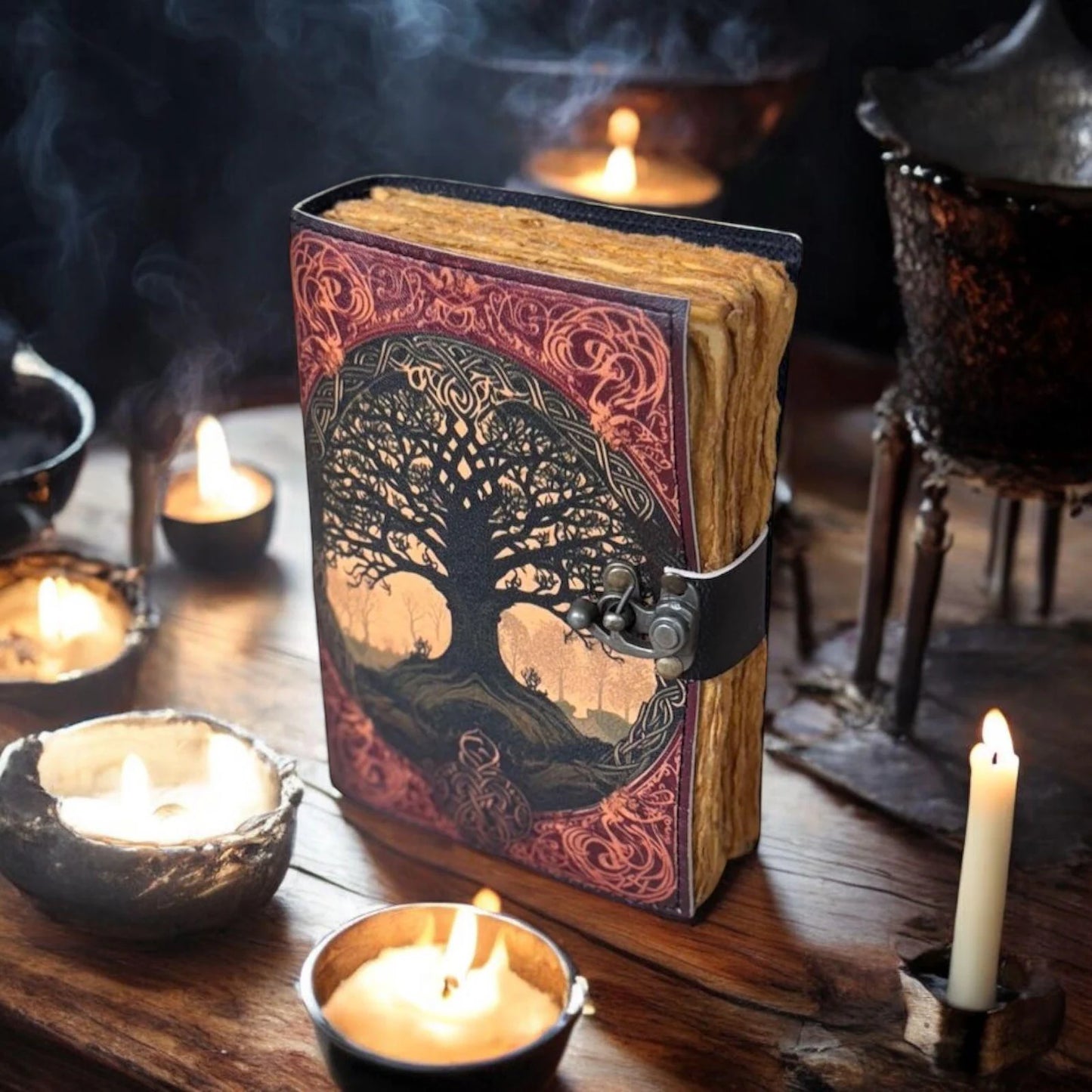 Tree of Life Journal, Celtic Leather Diary, Yggdrasil Gift, Custom Name Sketchbook, Spiritual Gift for Her