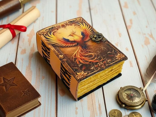 Phoenix Leather Journal | Handmade Spell Book of Shadows, Moon Magic