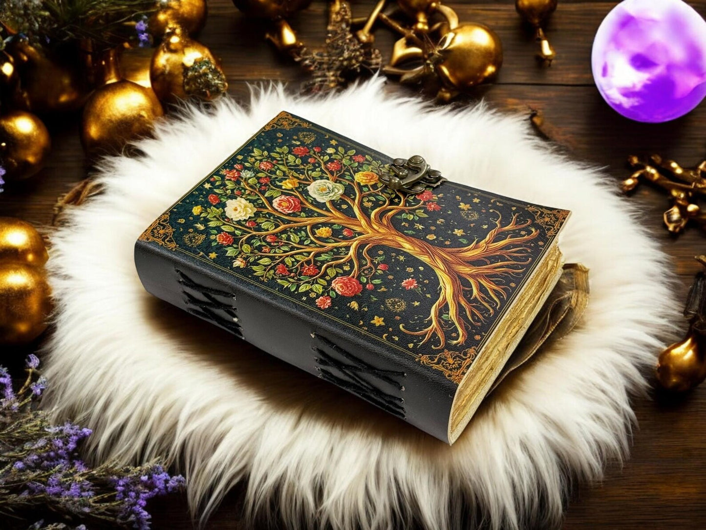 Tree of life leather Grimoire Journal