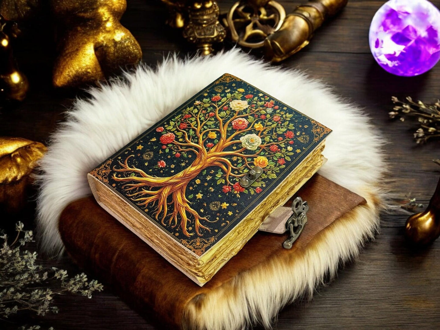 Tree of life leather Grimoire Journal