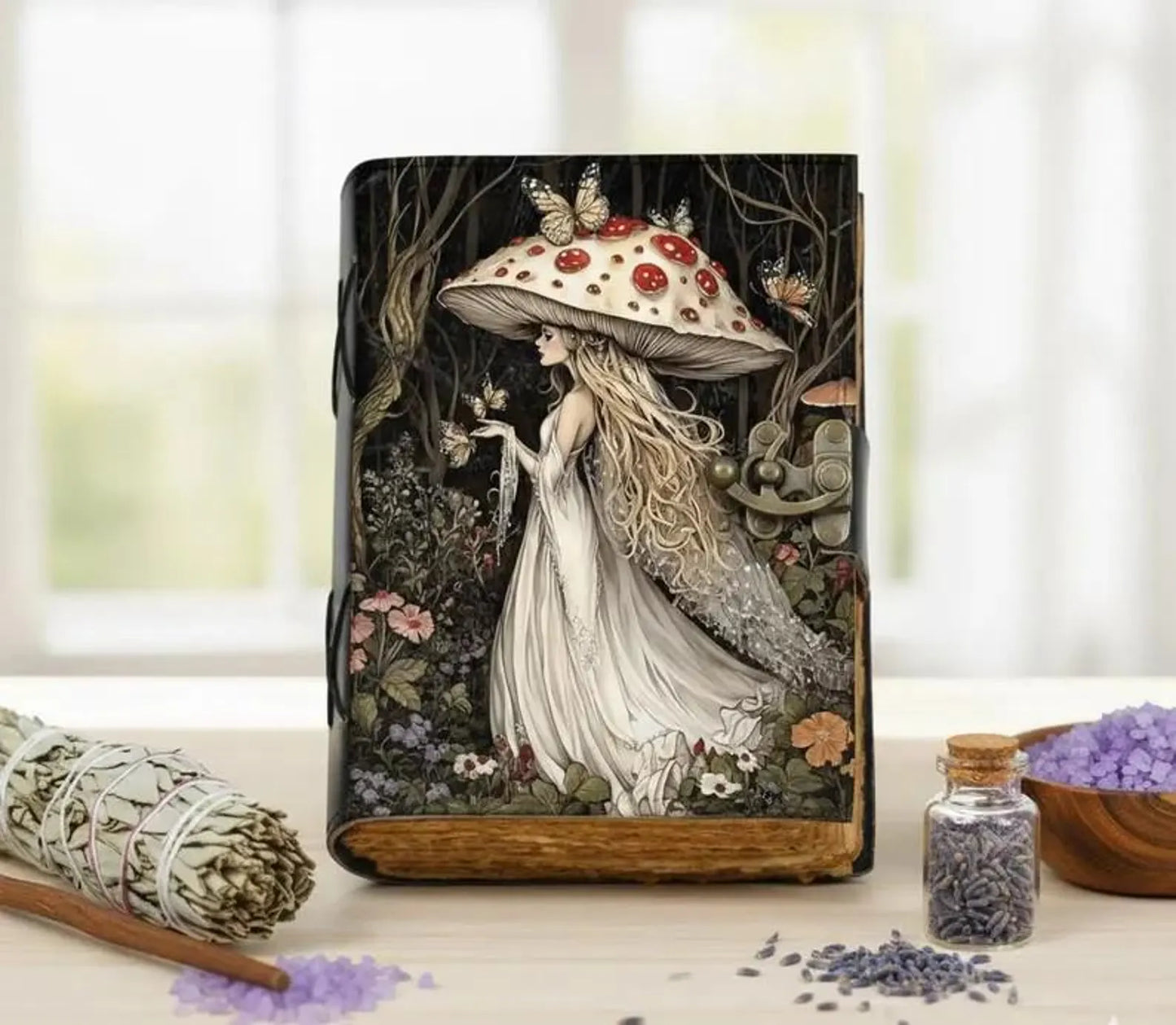Fairy Magic leather Grimoire Journal