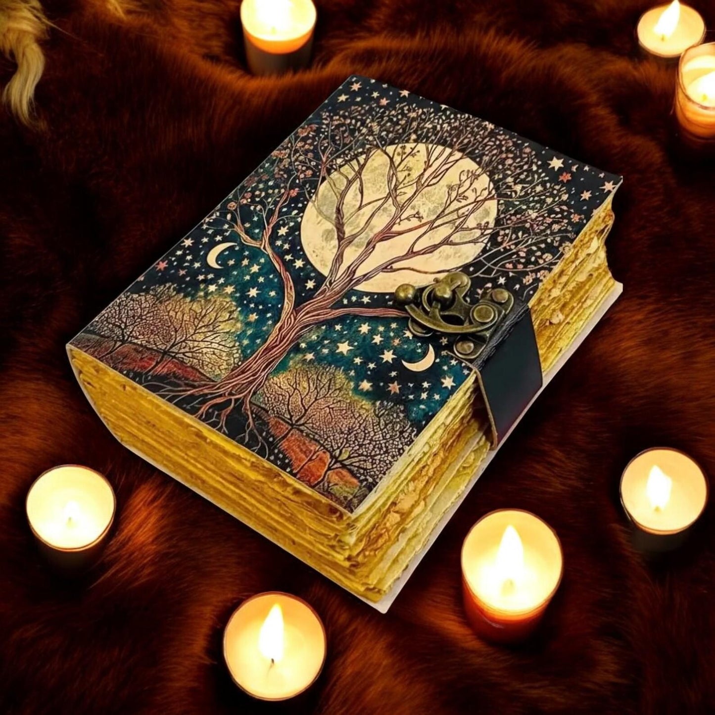 Tree of Life Leather Journal Handmade Grimoire Spell Book Wiccan Witchcraft Book of Shadows Pagan Magical Diary Witchy Notebook