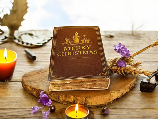 Handmade Christmas Leather Journal – Vintage Embossed Writing Diary